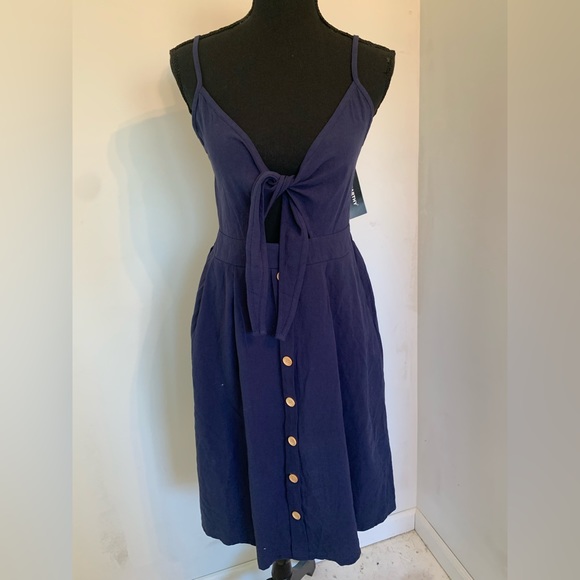 Button Down Spaghetti Strap Dress